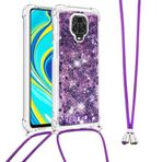 LEMAXELERS Redmi Note 9 Pro için cep telefonu zinciri cep telefonu kılıfı, parıltılı Quicksand yaratıcı akıcı sıvı yüzer silikon kılıf omuz askısı cep telefonu kordonu bant zincir Redmi Note 9 Pro için, GS