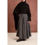 Lemaye Ekose Desen Pamuklu Kloş Etek - Siyah