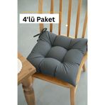 LemonBloom Premium Pofidik 6'lı Sandalye Minderi 40x40 cm Özel Dikişli Puntolu Bağcıklı Konforlu Oturma Minderi