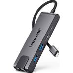 lemorele TC24, 5 in 1 Çoğaltıcı Hub - 1x Rj45 İnternet 2x USB 3.0 4K HDMI ve Type-C PD Şarj Girişli Çoklayıcı