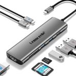 Lemorele TC38 8 In 1 Type-C Hub Çoklayıcı - 4K HDMI Görüntü, 100W Pd Hızlı Şarj, 3x USB 3.0, Sd/tf Kart Okuyucu Adaptör - Gri