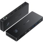 Lemorele TC500 13 Port Type-C Dock Station Hub Çoklayıcı - 4K 60Hz Çift HDMI ve Displayport Üçlü Ekran Destekli Gigabit Ethernet USB 3.0 Dönüştürücü 13-In-1 MacBook Pc Laptop Adaptör - Siyah