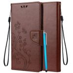LEMORRY Kılıf Samsung Galaxy Note10+ için Kılıf Deri Kapaklı Cüzdan Kılıf İnce Tampon Koruyucu Manyetik Bant Stant Kart Yuvası Yumuşak TPU Kılıf Galaxy Note10+ N975F için, Şanslı Çim (Kahverengi)