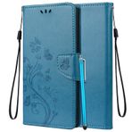LEMORRY Kılıf Samsung Galaxy Note10+ için Kılıf Deri Kapaklı Cüzdan Kılıf İnce Tampon Koruyucu Manyetik Bant Stant Kart Yuvası Yumuşak TPU Kılıf Galaxy Note10+ N975F için, Şanslı Çim (Mavi)