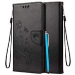 LEMORRY Kılıf Samsung Galaxy Note10+ için Kılıf Deri Kapaklı Cüzdan Kılıf İnce Tampon Koruyucu Manyetik Bant Stant Kart Yuvası Yumuşak TPU Kılıf Galaxy Note10+ N975F için, Şanslı Çim (Siyah)