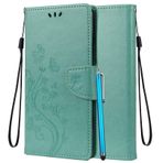 LEMORRY Kılıf Samsung Galaxy Note10+ için Kılıf Deri Kapaklı Cüzdan Kılıf İnce Tampon Koruyucu Manyetik Bant Stant Kart Yuvası Yumuşak TPU Kılıf Galaxy Note10+ N975F için, Şanslı Çim (Yeşil)