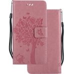 LEMORRY LG K10 (2017) Kılıf Deri Kapaklı Cüzdan Kılıfı Slim Fit Tampon Koruma Manyetik Kayış Stand Kart Yuvası Yumuşak TPU Kılıf LG K10 (2017), LG X400, LG M250N, Lucky Tree Rose için