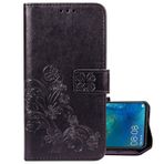 LEMORRY Motorola Moto G8 Play Case PU Deri Kapaklı Cüzdan Kılıfı Slim Fit Tampon Koruma Manyetik Kayış Stand Kart Yuvası Yumuşak TPU Kılıf Motorola Moto G8 Play için, Lucky Cloverr (Siyah)