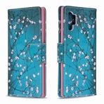 LEMORRY Samsung Galaxy Note10+ / -N975F Kılıf Deri Kapaklı Cüzdan Kılıfı Slim Fit Tampon Koruma Manyetik Kayış Standı Kart Yuvası Yumuşak TPU Kapak Galaxy Note10+ için, Kiraz Çiçeği