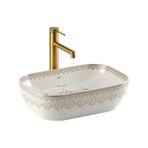 Lena EY-7033 Beyaz Altın Tezgah Üstü Lavabo