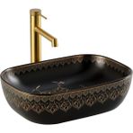 Lena EY-7033S Tezgah Üstü Lavabo Beyaz & Altın - Siyah - Altın