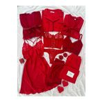 Lena Homewears Kırmızı Sherlat Saten Kutulu 9 Parça Lüks Dev Pijama Gecelik Sabahlık Iç Giyim Çeyiz Seti