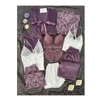 Lena Homewears Lila Gülantem Kutulu 10 Parça Dev Kadife Pijama Sabahlık Iç Giyim Çeyiz Seti