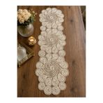 Lena Maison Altın Simli Krem Dantel Runner/Masa-Konsol Örtüsü 35x105 cm