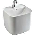 Lena - Tezgah Üstü Monoblok Lavabo Kare Yarım Outlet - E-251- - Beyaz