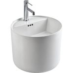 Lena - Tezgah Üstü Monoblok Lavabo Yuvarlak Yarım Outlet - E-252- - Beyaz