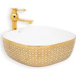 Lena - Tezgah Üstü Porselen Lavabo Outlet - E-8128- - Altın
