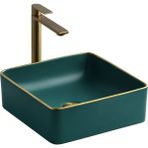 Lena - Tezgah Üstü Porselen Lavabo Yeşil Outlet - E-4070Y-