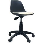Lenatech Junior Tabure (Siyah Gövde) Deri - Krem