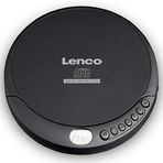 Lenco CD Çalar CD-200 Discman LCD Ekranlı - Pil ve Şebeke Fonksiyonu - Sesli Kitap Fonksiyonu - Stereo Kulaklık Dahil, H USB Şarj Kablosu Siyah, Şok Önleyici