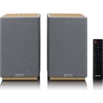 Lenco SPB-241WDGY - Hifi Stereo Bluetooth® Hoparlör Çifti - Şık Tasarımda Güçlü Ses - Ahşap/gri - kahverengi