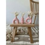 Lenisa 3'lü Set Minimal Vazo Modern Dekoratif Taş Tozu - Pastel Pembe