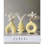 Lenisa 3'lü Set Minimal Vazo Modern Dekoratif Taş Tozu - Pastel Sarı