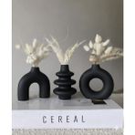 Lenisa 3'lü Set Minimal Vazo Modern Dekoratif Taş Tozu - Siyah