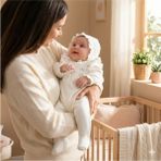 Lenna Baby Jakarlı Fırfırlı Tulum Yenidoğan Hastane Çıkışı %100 Pamuk - 0 - 3 Ay - Beyaz