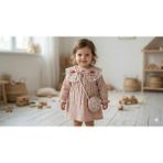 Lenna Baby Mantar Nakışlı Yakası Dantelli Çantalı 2’li Kız Bebek Elbise %100 Pamuk - 1 Yaş - Pembe