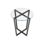 Lenny Yan Sehpa Siyah Metal Ayak Şeffaf Cam Tabla