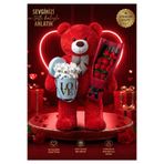 lenostra 90cm Kırmızı Büyük Peluş Ayıcık Love Kutulu Mini Ayıcıklar ve Kırmızı Gül Buketiyle Sevgiliye Eşe Nişanlıya Yıl Dönümü Doğum Günü Hediyesi
