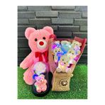 lenostra Ayicik-Buket17 Sevgiliye Hediye Seti 35Cm Pembe Ayıcık - Işıklı Ayıcık Buketi Ve Ayıcıklı Güllü Işıklı Fanus