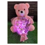 lenostra Ayicik-Buketi121 55Cm Pembe Ayıcık Ve Pembe Ayıcıklı Kelebekli Işıklı Ayıcık Buketi - Ese - Sevgiliye - Arkadasa