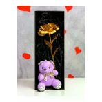 lenostra Set-Hediyelik1 Sevgiliye Romantik Hediye Gold Sonsuzluk Gülü Ve Mor Ayıcık Romantik Hediye Öğretmene