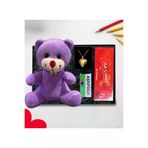 lenostra Set-Hediyelik25 Romantik Hediye Sevgiliye 25Cm Mor Ayıcık Çelik Kalp Kolye Aşk Çeki Ve Aşkpirin Hediye Kutusu