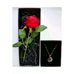 lenostra Set-Hediyelik8 Sevgiliye Hediye Romantik Kırmızı Gül Ve Gezegen Temalı Çelik Kolye Sevgili Ozel Kiz Arkadasa
