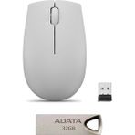 Lenovo 300 Kablosuz Mouse + Adata UV210 USB 2.0 Flash Bellek - Gri
