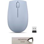 Lenovo 300 Kablosuz Mouse + Adata UV210 USB 2.0 Flash Bellek - Mavi