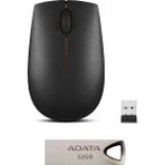 Lenovo 300 Kablosuz Mouse + Adata UV210 USB 2.0 Flash Bellek - Siyah