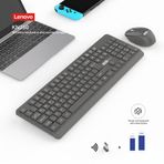 Lenovo KN260 Sessiz Kablosuz Klavye Mouse Seti - Siyah, 2.4GHz Wireless, Mini Tek USB Alıcı (Wireless Silent Keyboard & Mouse Set)