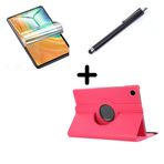 Lenovo Tab M10 3. Nesil TB-328FU T610 ile uyumlu Kılıf Dönen Tablet Kilifi Ekran Koruyucu+Kalem Pembe Koyu