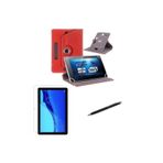 Lenovo Tab M10 (3 NESİL TB328 Standlı Tablet Kılıfı+Nano Kırılmaz Ekran Koruyucu+Dokunmatik Kalem Kırmızı