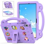 Lenovo Tab M10 Plus 3. Nesil TB125FU/ TB-T28F (2022) için Tablet Kılıfı Çocuklar İçin Dost Kendin Yap Karton Sevimli Bebek, Saplı Stand Hafif EVA Köpük Tam Vücut Koruma Darbeye Dayanıklı Kapak Mor