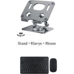 Lenovo Tab M10 Plus 3rd Gen TB125FU Uyumlu Stand Klavye ve Mouse Set - Siyah