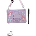 Lenovo Tab TB311FU 10.1" Inç Uyumlu Cute Dolls Kılıf Standlı Eğlenceli Koruma+Tablet Kalem - Lila