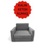 LENSA HOME Çocuk Koltuğu Komple Sünger Katlanabilir Yataklı - Çocuk Minderi (0-4 YAŞ) KETEN GRİ