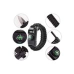Lenscape Dijital Saatli Pusula Düdük Cam Kırıcı Magnezyum Çubuklu Fonksiyonel Paracord Bileklik