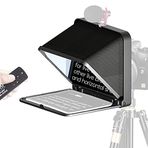 LENSGO Taşınabilir Teleprompter, 8 inçe kadar akıllı telefon tabletleri için, uzaktan kumandalı, kamera ve akıllı telefon ile çalışır, video çekimi, çevrimiçi ders, canlı yayın röportajı için (siyah)