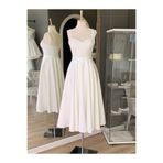 Lenta Wedding Beyaz Kalp Yaka Sıvama İncili Midi Boy Saten Nişan Ve Gece Elbisesi